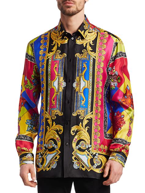 mens black versace dress shirt|silk versace shirt men's.